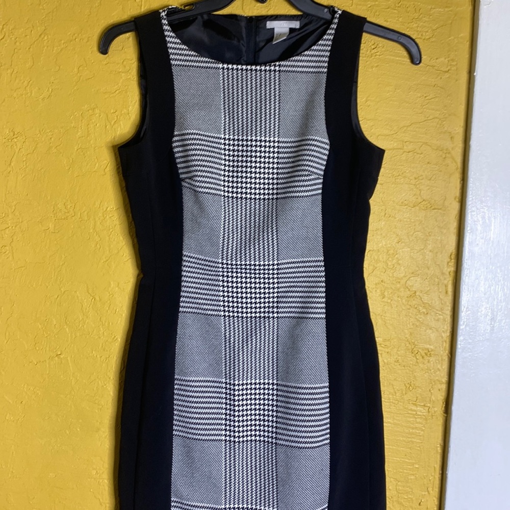 H&M Dress black and white plaid stripes
